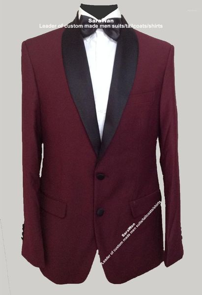 

custom made dark burgundy tuxedo jacket with pants tailored burgundy suit wedding suits for men,bespoke mens blazer1, White;black