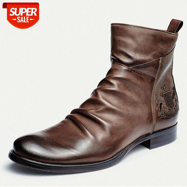 

men boots autumn shoes male leather casual ankle boots men's breathable anti-slip luxury business oxford shoes platform #g01d