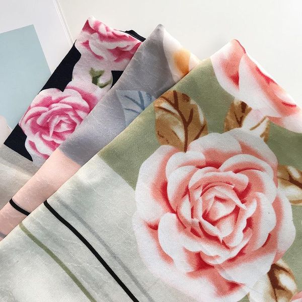 

шарф женщин весна лето мода шелковый шарф длинные универсальный солнцезащитный шаль новый тонкий пляжное полотенце кашемира сплошной цвет ша, Blue;gray