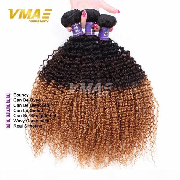 

ombre blonde brazilian hair wefts brazilian kinky curly virgin hair three tone 1b 4 30 ombre kinky curly weave human hair extensions opp, Black
