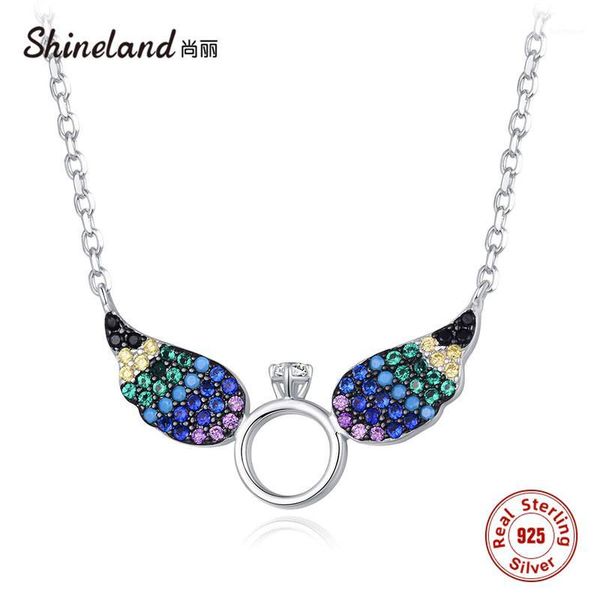 

shineland exquisite 925 sterling silver jewelry colorful zircon angel beads pendant necklaces for women wedding bijoux1