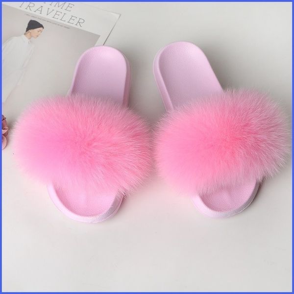 

fur slides women summer slippers fluffy home shoes woman ladies flip flops with fur female sandal furry pink luxury fashion t200411, Black