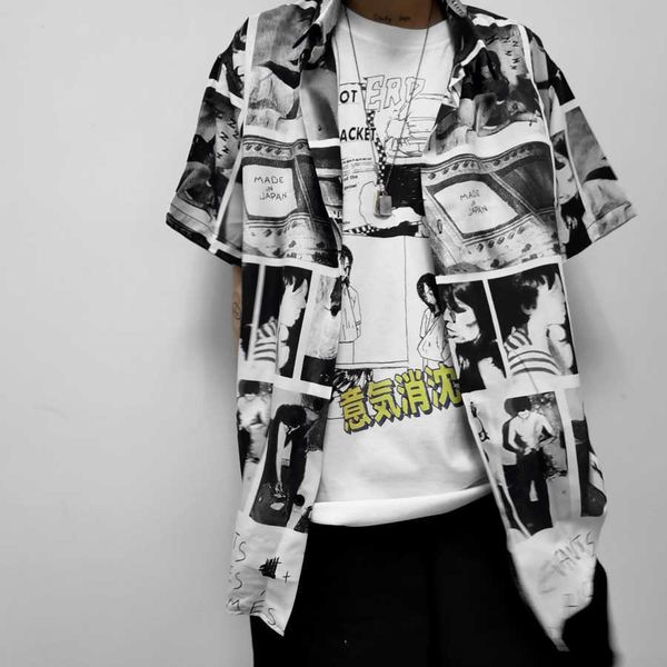

men's casual shirts [sad]enfants riches melancholy rich second generation 20ss erd p printed shirt, White;black