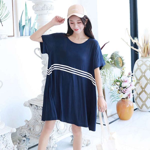 

short summer new cotton spring and sleeve dress style loose pregnant women's sleeping skirt large size shirt top, Black;gray