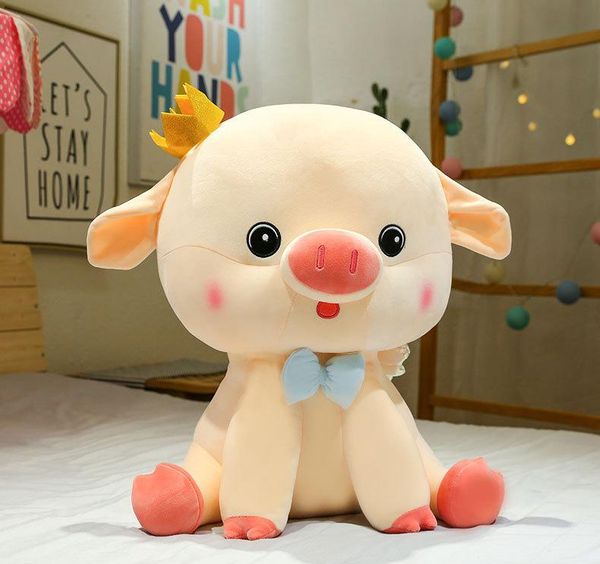 

1pc 40/50/60cm cartoon cute pink pig plush toys stuffed cotton kawaii crown piggy pillow sofa cushion dolls girls kids birthday gift