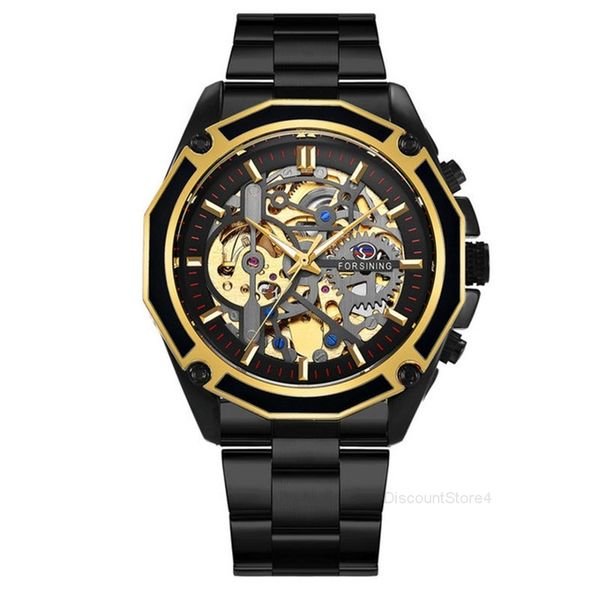 

new forsing mechanical watch men's high grade waterproof refined steel hollow core fully automatic mechanical men's watch, Slivery;brown