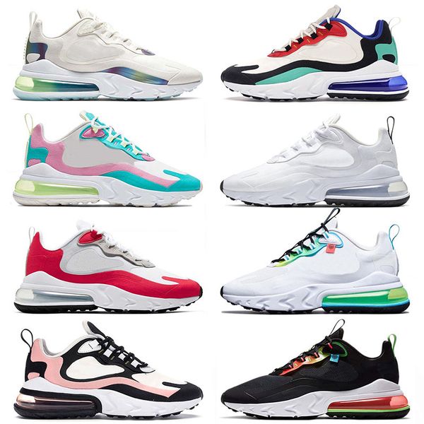 

wholesale 2021 270 react running sport shoes bubble pack bauhaus blue pastel triple white mens womens worldwide black trainers, White;red