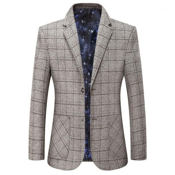 

mens blazers new men's spring autumn jacket plaid suit coat men middle-aged business casual suit outerwear jacket male clothes1, White;black