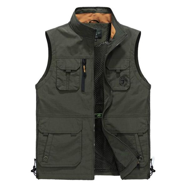 

men's vests brand summer autumn sleeveless vest men waterproof pographer waistcoat plus size -6xl casual mesh tactical, Black;white