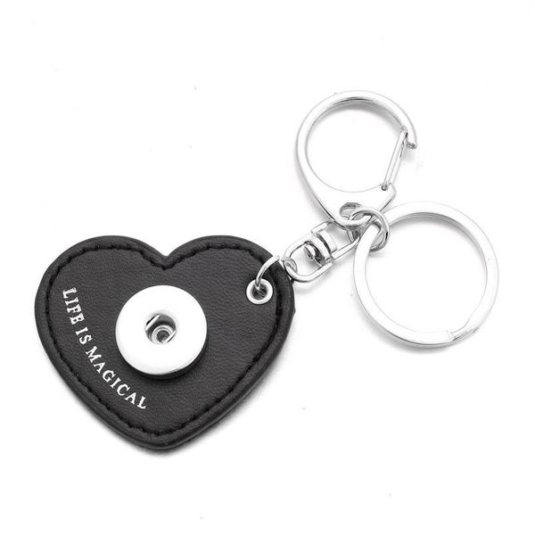 

pu leather snap button keychain fit 18mm metal snap button keyring men's diy jewelry pu bbynlt