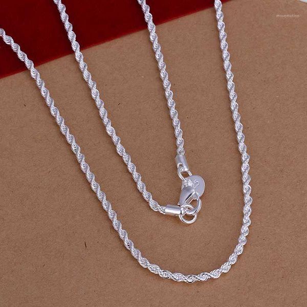 

whole saleretail wholesale silver necklace women man necklace 2mm 16 18 20 22 24 inch twist rope chain jewelry accesory 9251