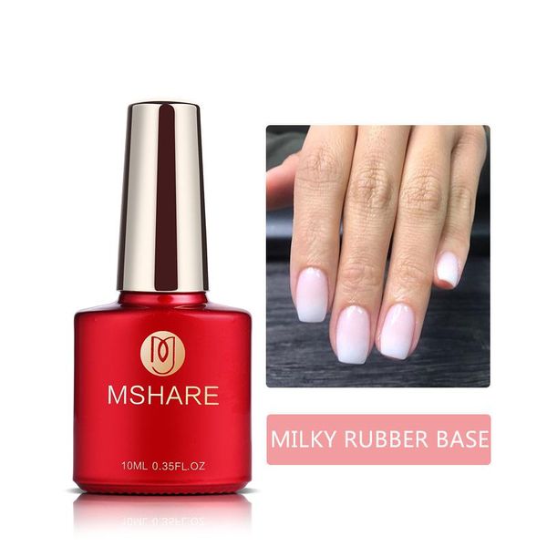 

mshare rubber base milky white gel polish coat nude pink brown soak off nails gels varnish lacquer 10ml, Red;pink