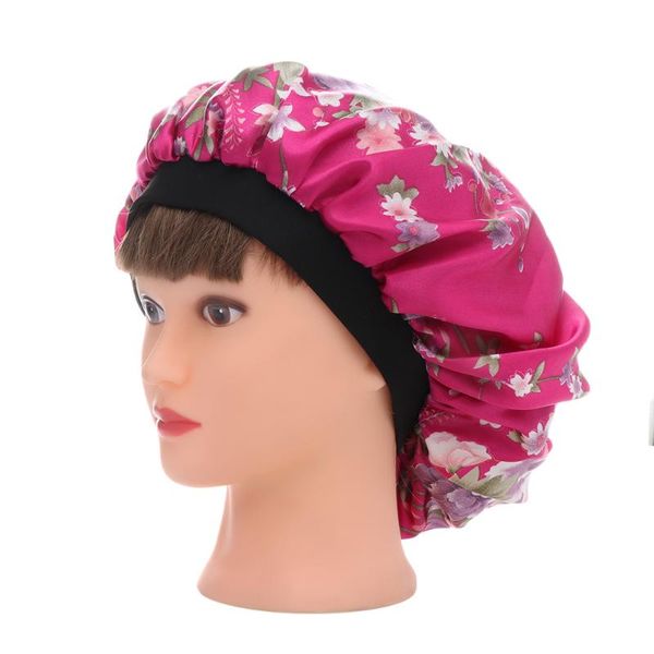 

1pc new women beauty salon cap night sleep cap head cover satin bonnet hat for curly springy hair chemo, Blue;gray