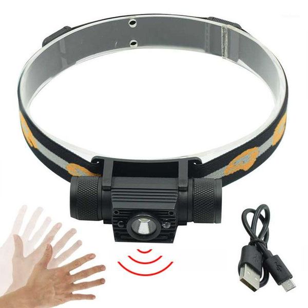 

headlamps 2000 lumens ir sensor headlamp mini usb rechargeable headlight body induction head torch light lamp xm-l2 led frontal1