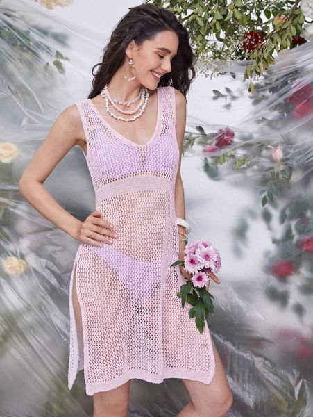 

split hem cover up dress without bikini set c4qr#, White;black