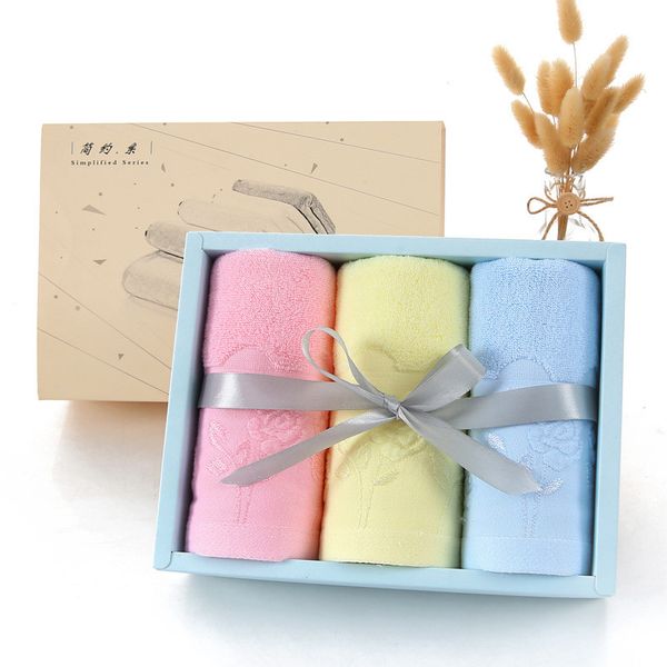 

trend cotton towel with box gifts rectangle three-piece set towel hand face hair bath must towel ing