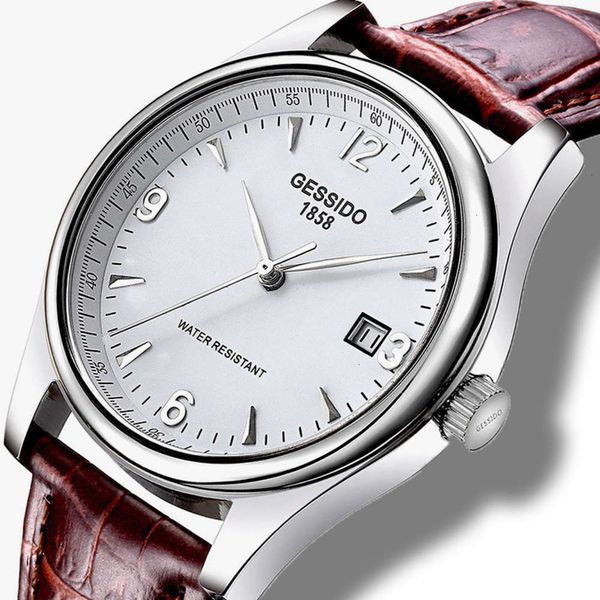 

waterproof simple watch automatic men's goshido mechanical watch leisure refined steel belt men's watch 2nh2ijsu, Slivery;brown