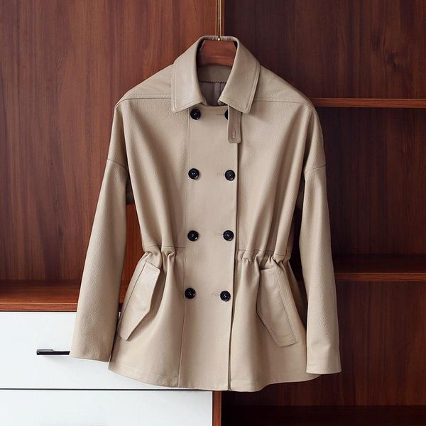 

2021 korean genuine leather jacket women 100% sheepskin coat female short spring autumn clothes slim mujer chaqueta pph3434, Black