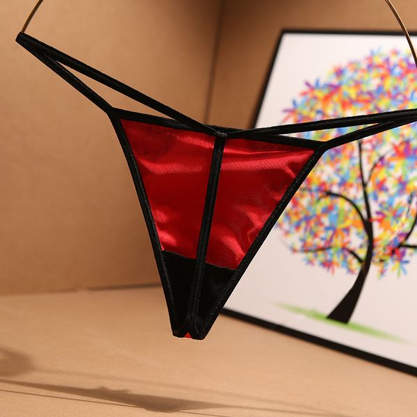 

one thread lace satin pants light luxury ice t-shaped underwear, Black;pink