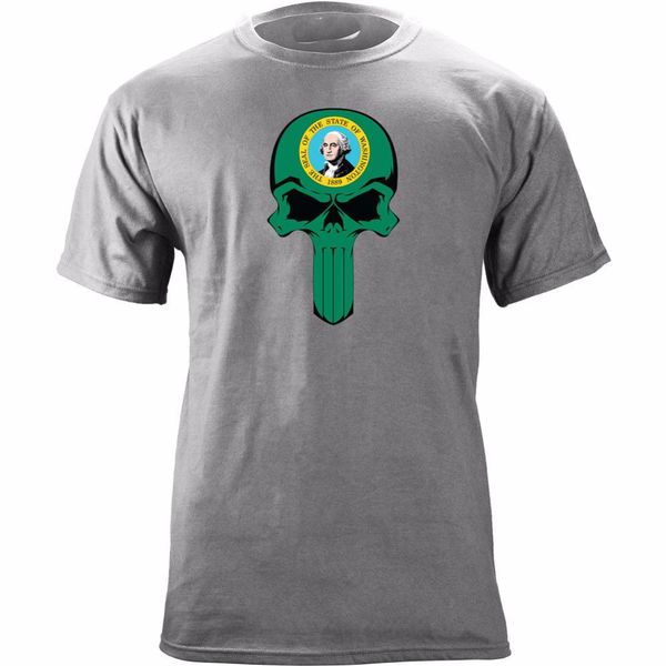 

sport new summer men for tall and big original washington state flag skull short sleeve t shirt round neck crazy tee