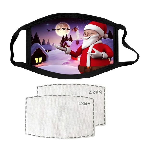 

women new 1pcs christmas reusable pollution face man masks +2pcs filter cover breathable mouth caps mascarillas