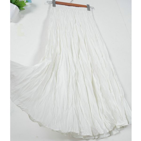 

2021 new sherhure chic stretch high waist fold design long white skirts boho women spring skirt jupe femme saia 53rj, Black