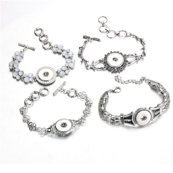 

fashion charms metal snap bracelet adjustable fit 18mm snap buttons snap jewelry bracelets for women jewelry wholesale jllvsn, Golden;silver