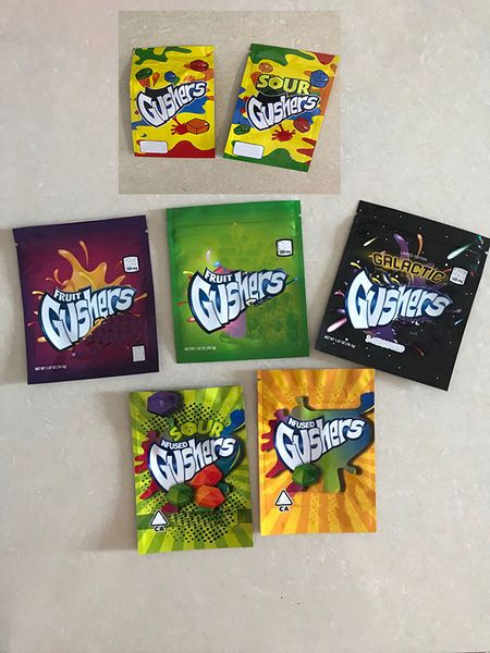 

gushers bag 500mg 7 types infused sour tropical edibles gummies gushers mylar bags with large stock