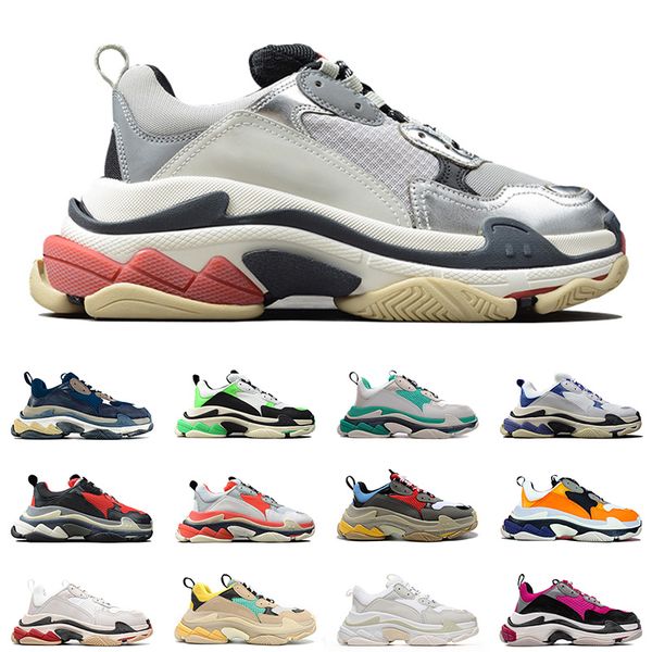 

triple s platform snekaers mens women flat casual shoes triple black chaussures paris 17fw sports trainers designer outdoor vintage old dad
