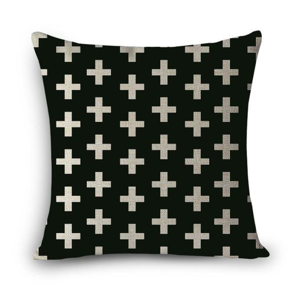 

домашние декоративные подушки европы квадратная напечатанная геометрическая черная белая хлопчатобумажная льняная подушка сиденья coussin vi