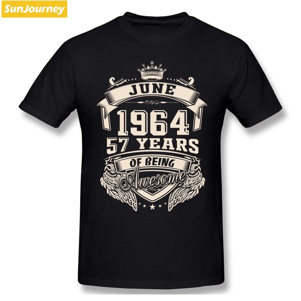 

born in june 1964 57 years of being awesome t shirt plus size cotton crewneck short sleeve t shirts sport hooded sweatshirt hoodie