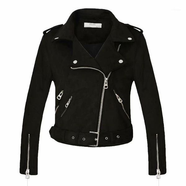 

thick fake suede faux leather jackets 2020 autumn women sash motorcycle coats biker punk streetwear matte black outwear1