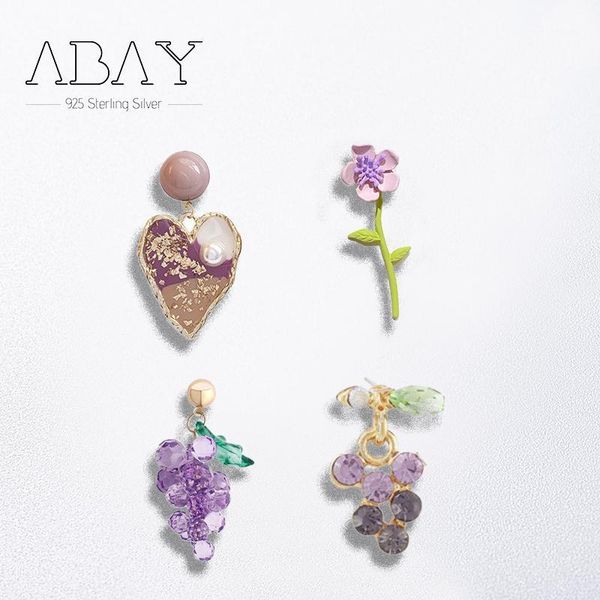 

stud 925sterling silver pin purple series of crystal fruit petal style design, increase the natural and sweet temperament1, Golden;silver