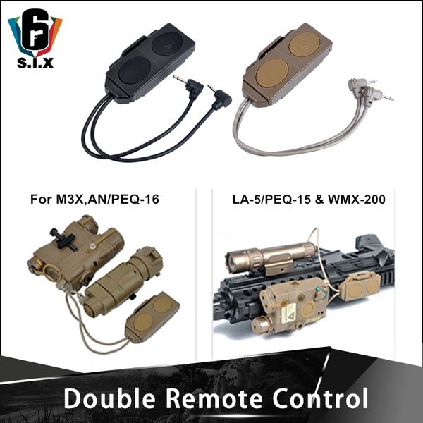 

tactique airsoft lampe de poche double télécommande interrupteur bouton de pression pour peq 16a m3x peq 15 la-5 peq-15 wmx200 dbal-d2