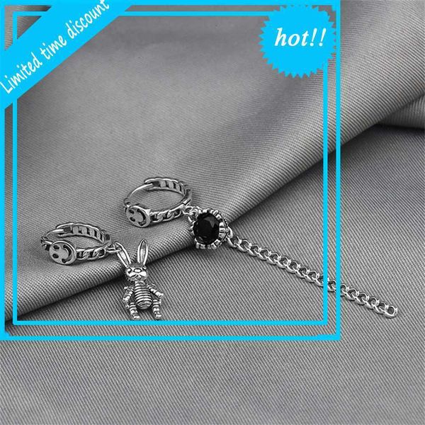 

trendy hip hop rabbit creative smile irregular earrings net red luxury, Golden