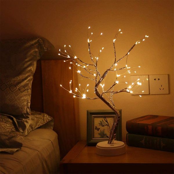 

108 leds artificial tree light, 20 inch bonsai tree desk table led lamp lights with 16 branches, decoration for bedroom