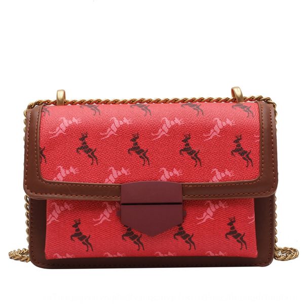 

women 2020 new printing small square messenger bag fashion chain texture contrast color small square bag tide 6m45q