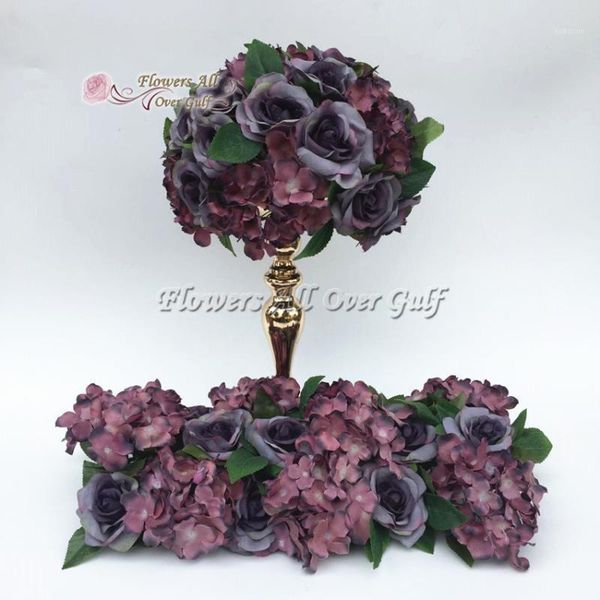 

12pcs/lot artificial centerpieces flower and fake flowers runner use rose peony for wedding background decoration diy1