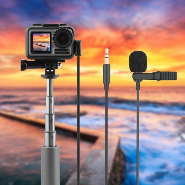 

3.5mm wired clip-on microphone for osmo action camera vlog video recording mini lapel mic 165cm cable length