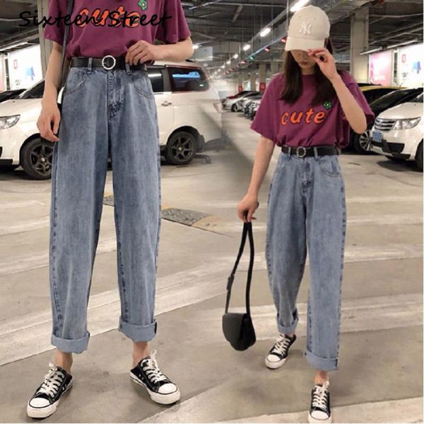 

fashion high waist denim mom jeans woman vintage boyfriend straight loose casual baggy street y2k pants female autumn kg-94, Blue