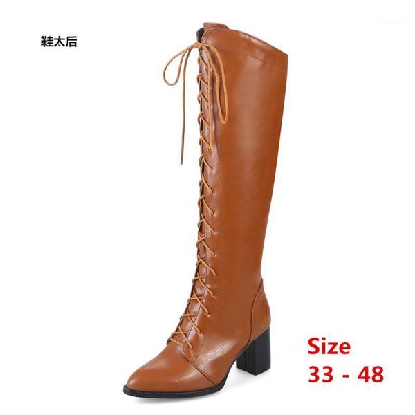 

high heel women knee high boots heels spring autumn woman shoes women long boots small big size 33 - 481, Black