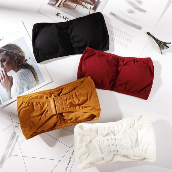 

o lingerie push-up women intimates solid corset tube bras breathable non-slip strapless wrapped chest underwear bralette1, Red;black