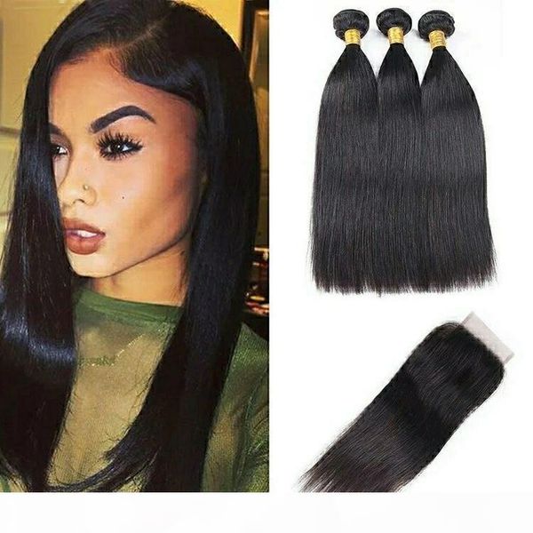 

fashion 9a brazilian virgin human hair straight hair lace 4*4closure, Black;brown