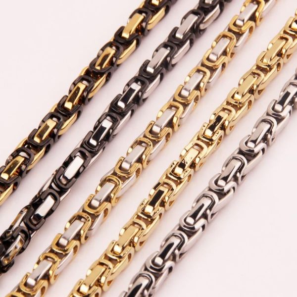 

chains 60cm*5mm four style 316l stainless steel pure handmade byzantine chain necklaces for men boy,lowest price, Silver
