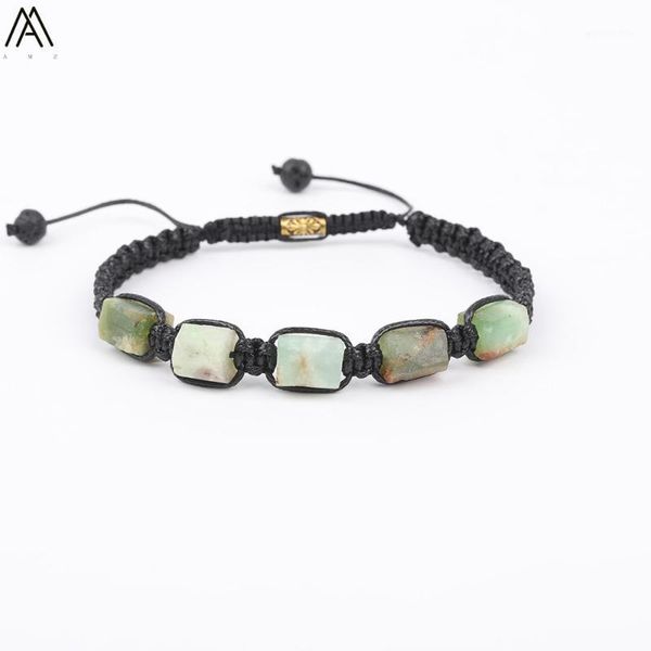 

natural australian jades nugget beads cord knotted weaving bracelet bohemia women gems stone beads woven bracelet gift n0390-4am1, Golden;silver