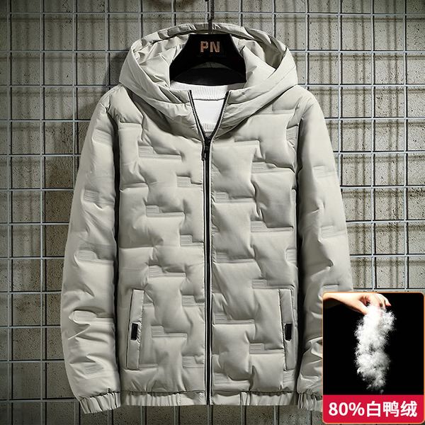 

down jaet 2021 new middle-aged and young men's slim profile short hooded warm winter coat, Black