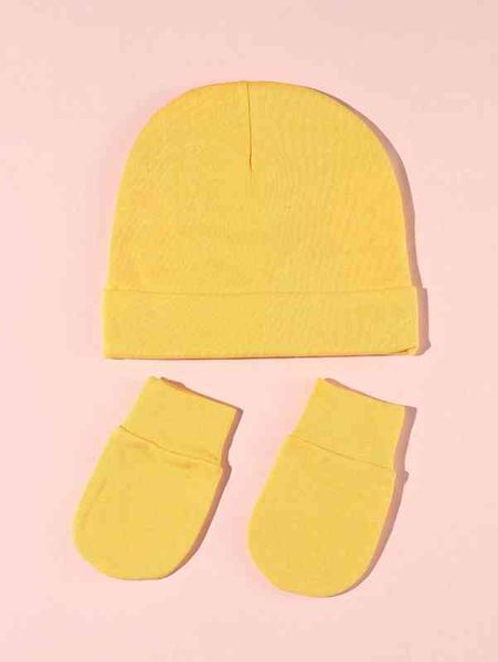 

baby solid hat & gloves she03, Yellow