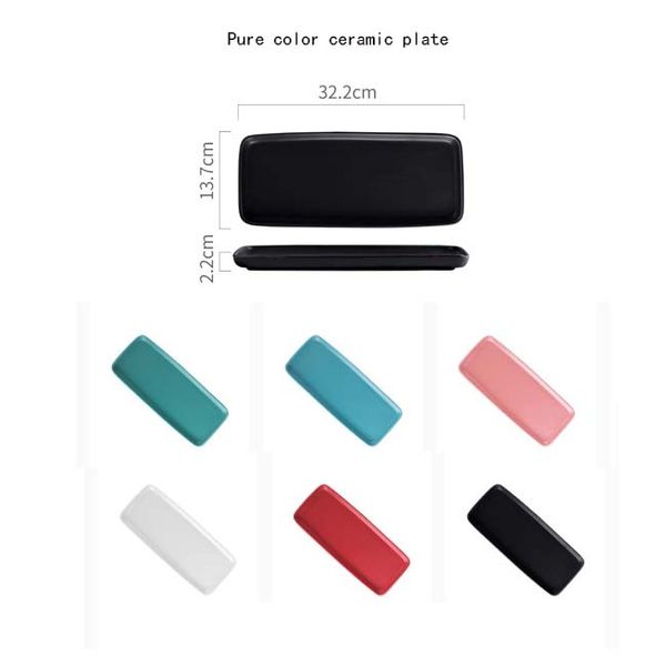 

rectangular solid color ceramic plate color glaze home dining plate ceramic decoration tableware