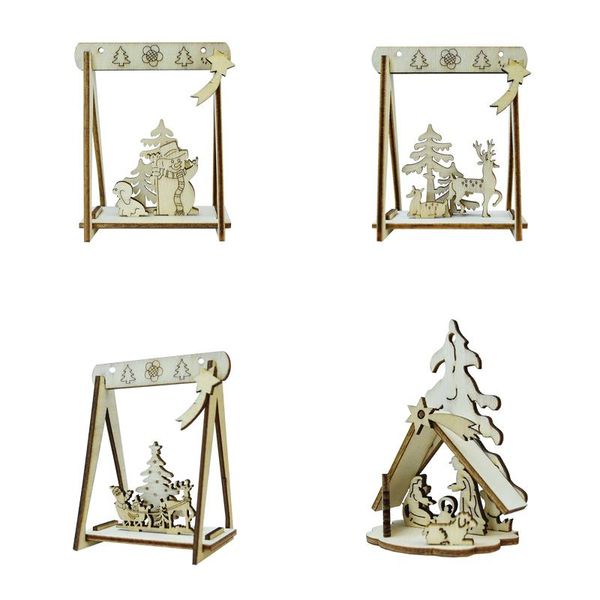 

1pc diy christmas wooden toy handmade wood deskorments decoration crafts for home xmas new year kids gift