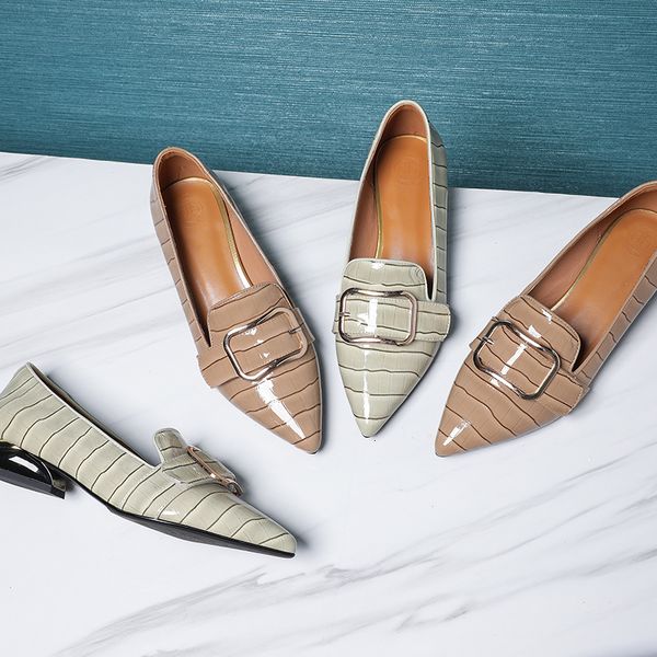 

2021 women natural pumps pointed stone pattern women's shoes europe and america british style 884y, Black
